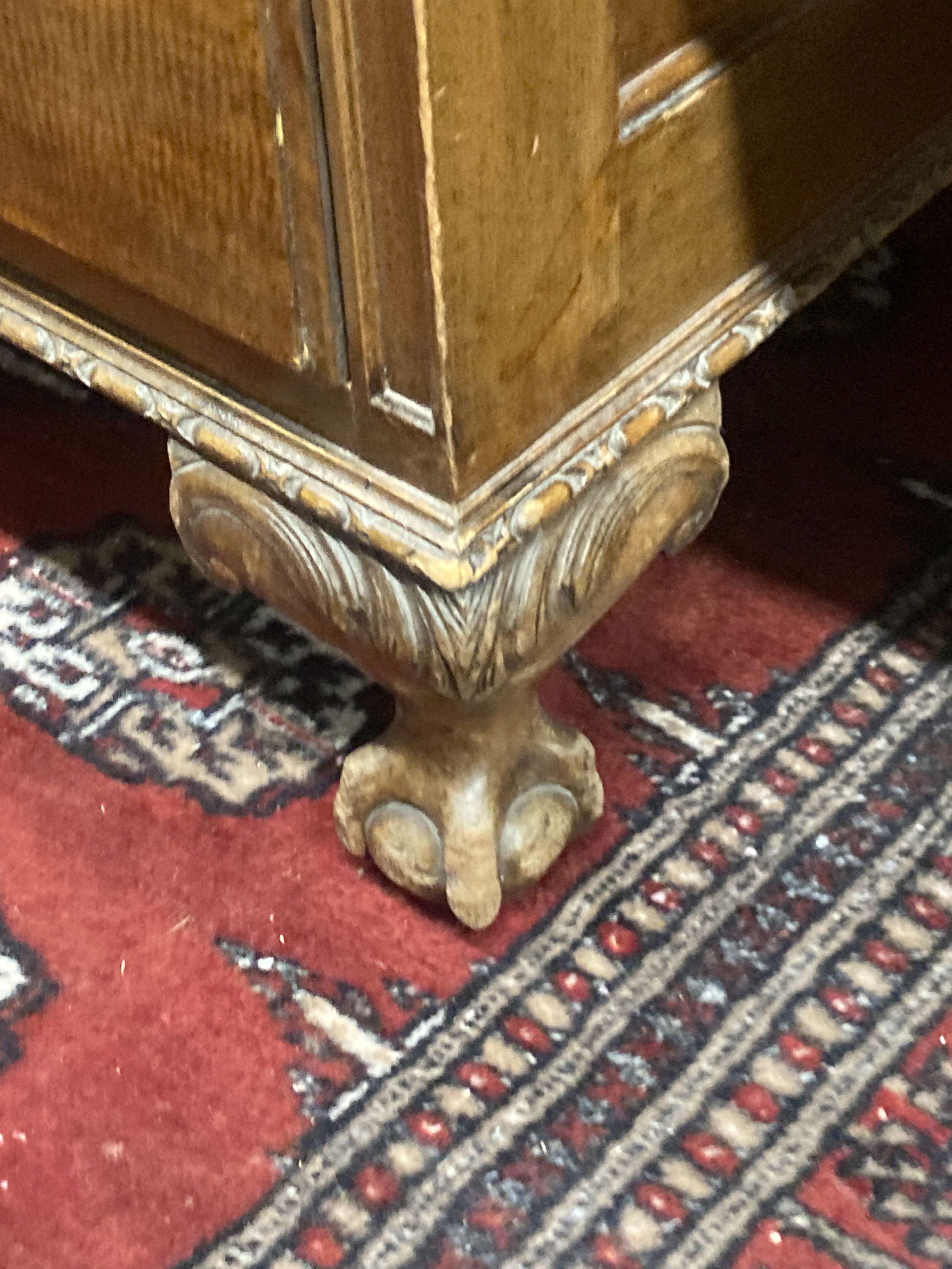 An early 20th century mahogany pedestal desk, length 152cm, depth 84cm, height 78cm